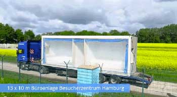 13 x 10 m Büroanlage Besucherzentrum Hamburg